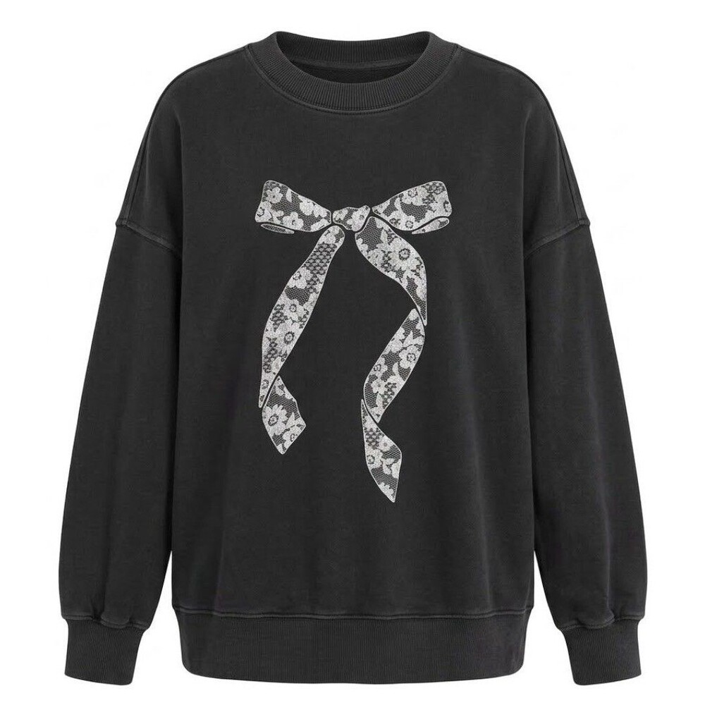 Aerie Oversized Sweatshirt Women XS Bow Dainty Feminine Coquette Whimsy Pullover
